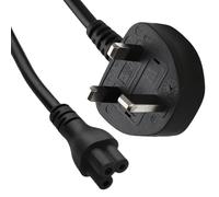 kenable UK Mains Power Cable 3 Pin Plug to C5 Cloverleaf Connector for Laptop Chargers 0.75mm 3A Fused 1m Black