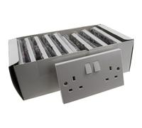 Electrical UK Mains Socket Double 2 Gang Outlet Single Pole 13A White [10 Pack]