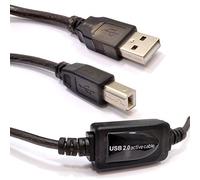 kenable USB 2.0 Active Cable A Male to B Type Printer Lead Boosted Signal 15m Black