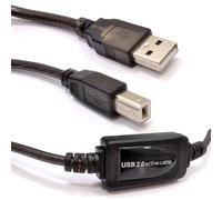 kenable USB 2.0 Active Extension Cable A Male to B Type Printer Lead with Signal Booster 20m Black