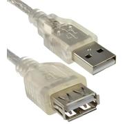 kenable CLEAR USB 2.0 Extension Cable A to A Female Lead 24AWG Ferrite 3m