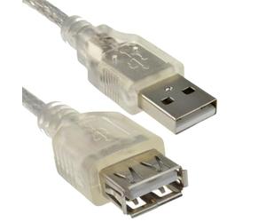 kenable USB 2.0 Extension Cable A Male to A Female Lead with Ferrite Core 24AWG Clear 3m