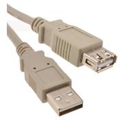 USB 2.0 HQ Certified Shielded Extension Cable A to A Female Lead 3m Beige