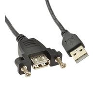 kenable USB 2.0 Panel Mount Cable Female A Socket to Male A Plug 24AWG Black 0.15m 15cm