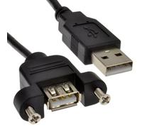 kenable USB 2.0 Panel Mount Extension Cable Female A Socket to Male A Plug 24AWG Shielded 2m Black