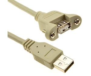 kenable USB 2.0 Panel Mount Extension Cable Female A Socket to Male A Plug 28AWG 0.3m Beige