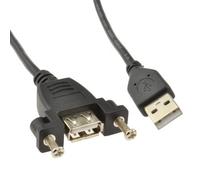 Kenable Usb 2.0 Panel Mount Female A Socket To A Plug 24Awg Cable 0.15M 15Cm Black