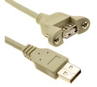 kenable USB 2.0 Panel Mount Female A Socket to A Plug Cable 0.3m 30cm