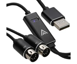 kenable USB 2.0 to MIDI Interface Adapter Cable - MIDI In & Out - Windows 11/10/8/7/Vista/XP & Mac OSX Compatible - Bus Powered - 16 Channel - 1.5m