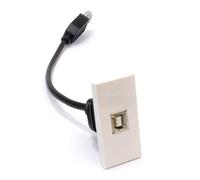 kenable USB 2.0 Type B Printer Socket Faceplate Module Panel Mount 20cm Stub Cable White 50mm x 25mm Euro Module Wall Plate