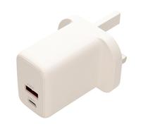 kenable USB 20W Wall Charger USB-C PD and Type A for Mobile Phone UK Mains Plug White