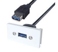 kenable USB 3.0 SuperSpeed Panel Mount Faceplate Module White 15cm Stub Cable for Wall Plates AV Installation
