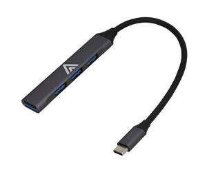 kenable USB 3.0 Ultra Slim 4 Port Hub - Type C to 1x USB 3.0 + 3x USB 2.0 - Metal Shell - 15cm Cable - 7.5mm Thin