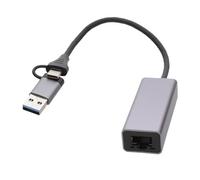 USB 3.1 Type C (USB-C) and USB 3.0 A to RJ45 GIGABIT Ethernet Network Socket