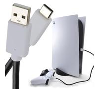 kenable USB C Fast Charging Cable for PS5 DualSense Wireless Controller 3A Quick Charge USB-A to USB-C Flexible TPE Lead White 3m