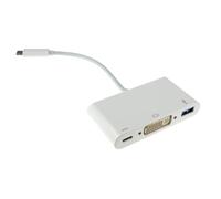 kenable USB C to DVI Adapter with USB 3.0 Port and PD Charging Hub for MacBook Chromebook White 15cm