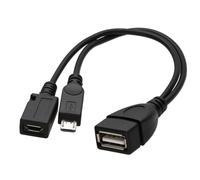 kenable USB OTG On The Go Adapter with Micro B Male & Female with Power Socket
