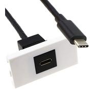 kenable USB Type C Wall Plate Module USB 3.1 Panel Mount Socket with 15cm Male Tail White 50x25mm Faceplate Insert for Power Data Video PD 100W