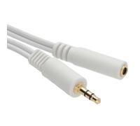 kenable WHITE 3.5mm Stereo Jack Socket to 3.5mm Plug Extension Cable GOLD 2m