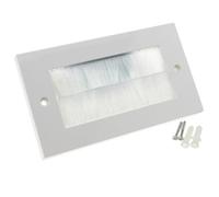 WHITE BRUSH Faceplate for Cable Exit/Wall Outlet UK Double Gang White