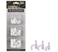 Kenable White Round Cable Clips 6mm / 8mm / 10mm (100 Pack)