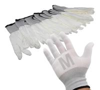 kenable White Work Gloves Anti Static Non Slip Pack of 6 MEDIUM [Medium]