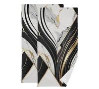 KENADVI Black and White Hand Towels for Bathroom Set of 2 Soft Absorbent Marble Gold Texture Stone Abstract Modern Kitchen Towels,Decorative Bathroom Towels for Bath Guest Spa Face Hair Gym 14"x28"