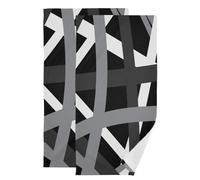 KENADVI Grey Black and White Hand Towels for Bathroom Set of 2 Soft Absorbent Geometic Black Gray Stripes Abstract Kitchen Towel,Decorative Bathroom Towels for Bath Guest Shower Face Hair Gym 14"x28"