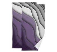 KENADVI Purple Grey Gradient Stripes Hand Towels Set of 2 Soft Mid Century Beach Themed Abstract Bath Fingertip Towels Decorative Hand Towels for Bathroom Guest Face Towel Kitchen Dish Towels 14"x28"