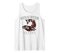Kenai River Alaska Tribal Fish Since 1,000 AD Olive Letters Tank Top