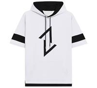 KENAIJING Men's Short Sleeve Hoodie Cotton Graphic Print Pullover Top | Soft cotton fabric, colour block, front graphic print, relaxed fit short sleeve hoodie for casual daily street outfits