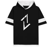 KENAIJING Men's Short Sleeve Hoodie Cotton Graphic Print Pullover Top | Soft cotton fabric, colour block, front graphic print, relaxed fit short sleeve hoodie for casual daily street outfits
