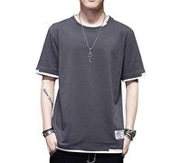 KENAIJING Men's T-Shirt, Techwear Japanese Harajuku Streetwear Short Sleeve Sweatshirt(L, Grey)