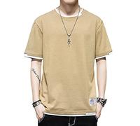 KENAIJING Men's T-Shirt, Techwear Japanese Harajuku Streetwear Short Sleeve Sweatshirt(M, Khaki)