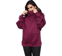 KENAIJING Womens Double Neckline Fleece Hoodie with Neck Gaiter Red