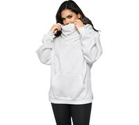 KENAIJING Womens Double Neckline Fleece Hoodie with Neck Gaiter White