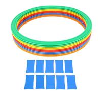 KENANLAN 10 Pcs Multicolor Plastic Ring Toss Game Sports Speed Ring Set Toy Outdoor Rings Agility Ladder for Agility Footwork Training