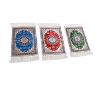 KENANLAN 3 Pcs Carpet Pad Red Blue Green Vintage Floral Pattern Non Slip Rug Coaster Desk Pad for Work Space