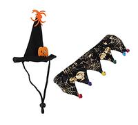 KENANLAN Cat Halloween Party Decoration, Cute Pet Halloween Pumpkin Hat and Collar, Fun Costume for Dogs and Cats, for or Christmas (Spider Web Pattern)