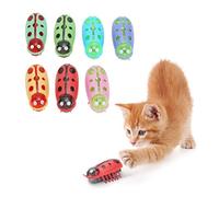 KENANLAN Cat Toy, 7 Pieces Mini Pet Cute Ladybird Shape Electric Funny Interactive with Battery for Cats
