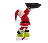 KENANLAN Christmas Santa Claus Decoration 21.5CM Santa Treats Holder Resin Stainless Steel Plate Mesh Bowknot Tray