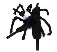 KENANLAN Funny Dog Cat Halloween Spider Costume, 8 Legs Brown Skeleton Red Eyes, Adjustable Breathable Simulation Spider Pet Costume for Chest and Back, Plush + Felt Material (M)