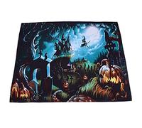 KENANLAN Halloween Photography Backdrop, Horror Moon Night Scary Cemetery Pumpkin Lantern Decor with Polyester Fabric, for Party Wall Decoration (230 * 180cm)