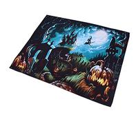 KENANLAN Halloween Photography Backdrop, Horror Moon Night Scary Cemetery Pumpkin Lantern Decor with Polyester Fabric, for Party Wall Decoration (150 * 150cm)