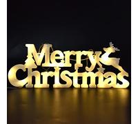 KENANLAN LED Warm Letters Lights Merry Christmas Party Lamp Battery Powered Wall Hanging Lamp for Wedding Birthday Party Christmas Decorations