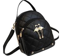 KENANLAN Mini Backpack for Women Swan Pendant Embroidered PU Leather Backpack Double Layer Mini Cute Travel Backpack for Girls Women (Free Size)
