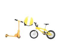 KENANLAN Miniature Bike Scooter Set, Realistic High Simulation Garden Decor, Great for Dollhouses or Miniature Garden Scenes, Crafted from Quality Plastic Materials (Yellow)
