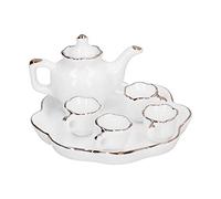 KENANLAN Miniature Tea Cup Teapot Tray Dollhouse Tea Set Decoration Kitchen Accessories, Fit for Creating a Colorful Life Scene, Perfect for Role-playing Games and Safe for Children (White)