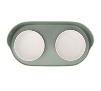 KENANLAN No spill Cat Raised Bowls with Non Slip Design, Durable New Bone China, Anti Vomiting Pet Bowl for Cervical Spine Protection (Green)