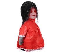 KENANLAN Scary Walking Doll with Voice Control for Halloween Haunted House Props (Z113 walking ghost baby with black hair and red)